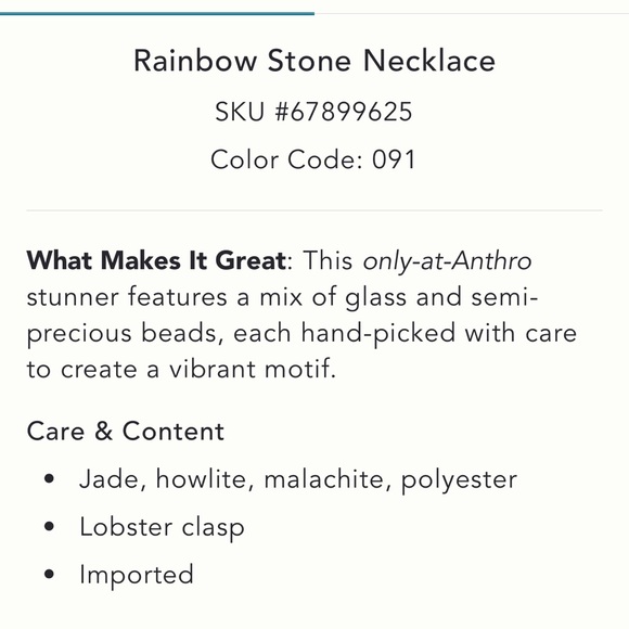 Anthro Rainbow Stone Necklace in Dark Denim - Picture 7 of 7